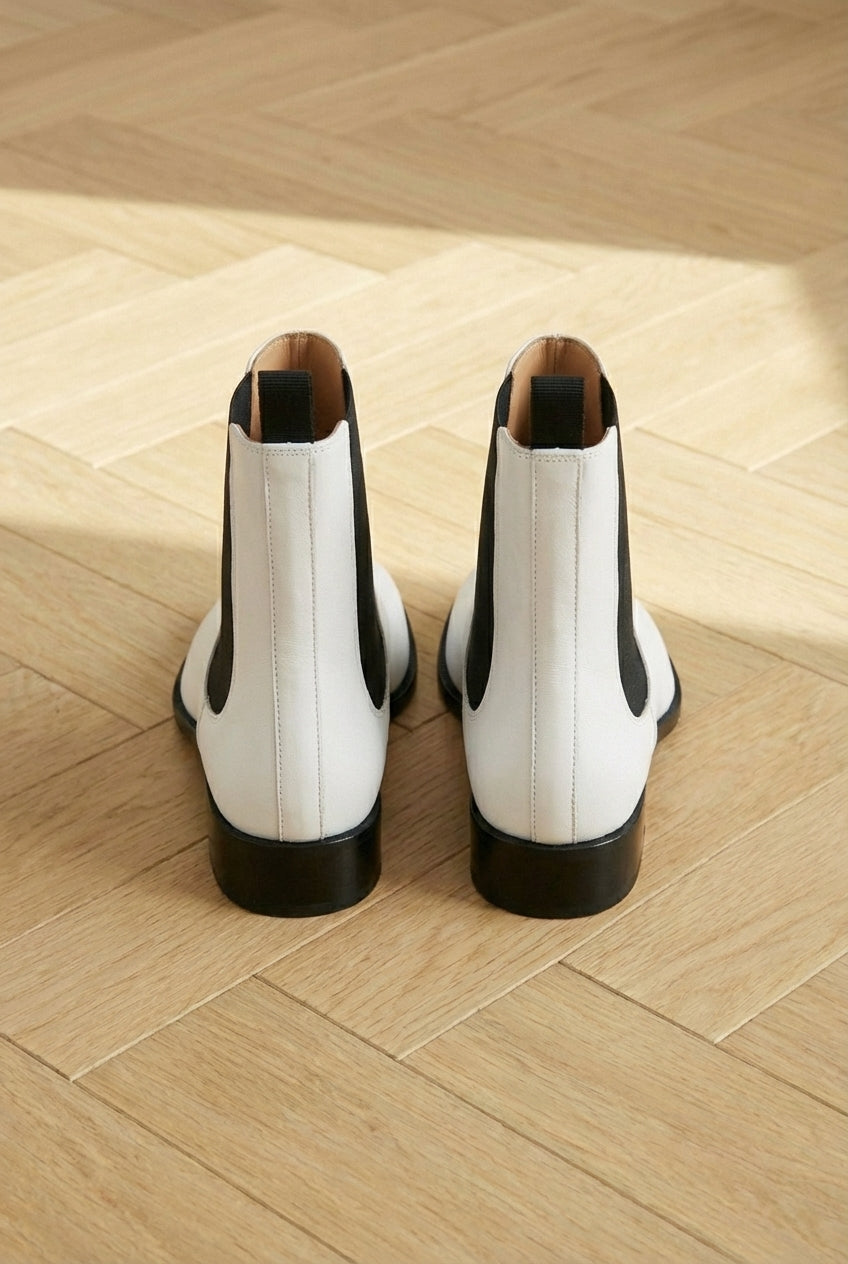 White Leather Amino With Split Toe Chelsea Boot