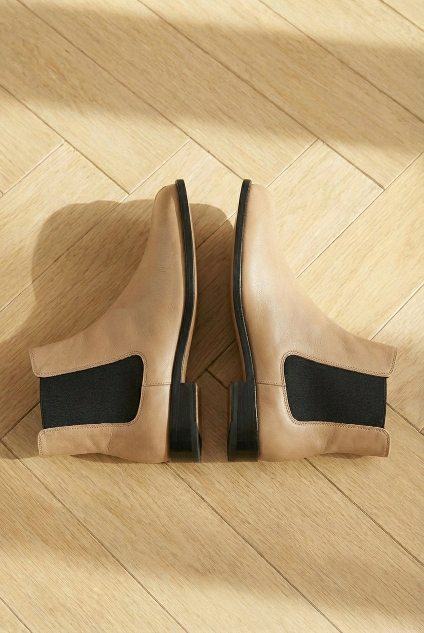 Cream Leather Amino With Split Toe Chelsea Boot