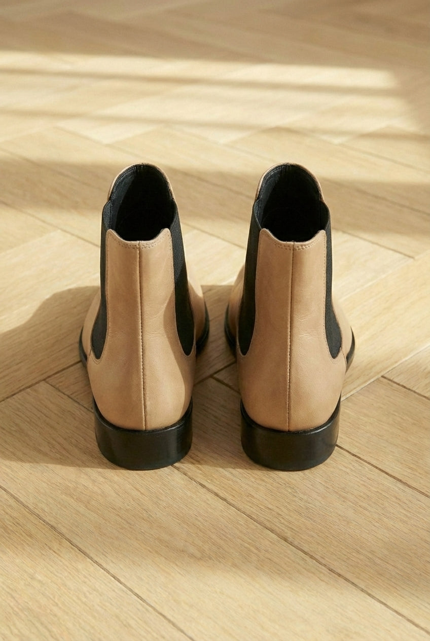 Cream Leather Amino With Split Toe Chelsea Boot