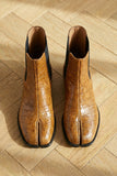 Tan Croc Print Leather Amino With Split Toe Chelsea Boot