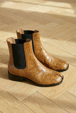 Tan Croc Print Leather Amino With Split Toe Chelsea Boot
