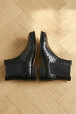 Black Croc Print Leather Amino With Split Toe Chelsea Boot