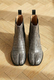 Grey Croc Print Leather Amino With Split Toe Chelsea Boot