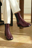 Burgundy Croc Print Leather Amino With Split Toe Chelsea Boot