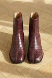Burgundy Croc Print Leather Amino With Split Toe Chelsea Boot