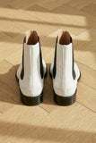 White Croc Print Leather Amino With Split Toe Chelsea Boot
