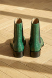 Green Croc Print Leather Amino With Split Toe Chelsea Boot