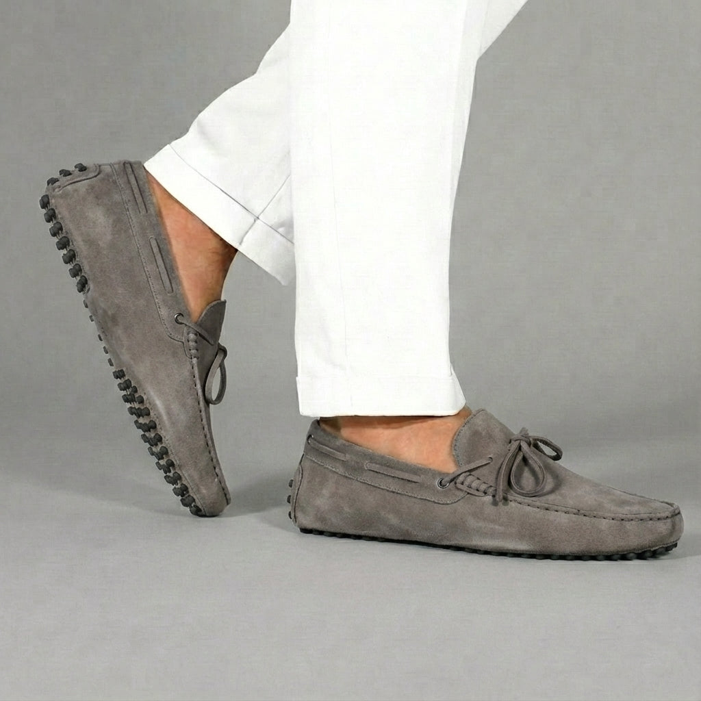 Grey Suede Ophelia Driving Loafers - AW24