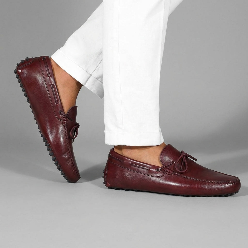 Burgundy Leather Ophelia Driving Loafers - AW24