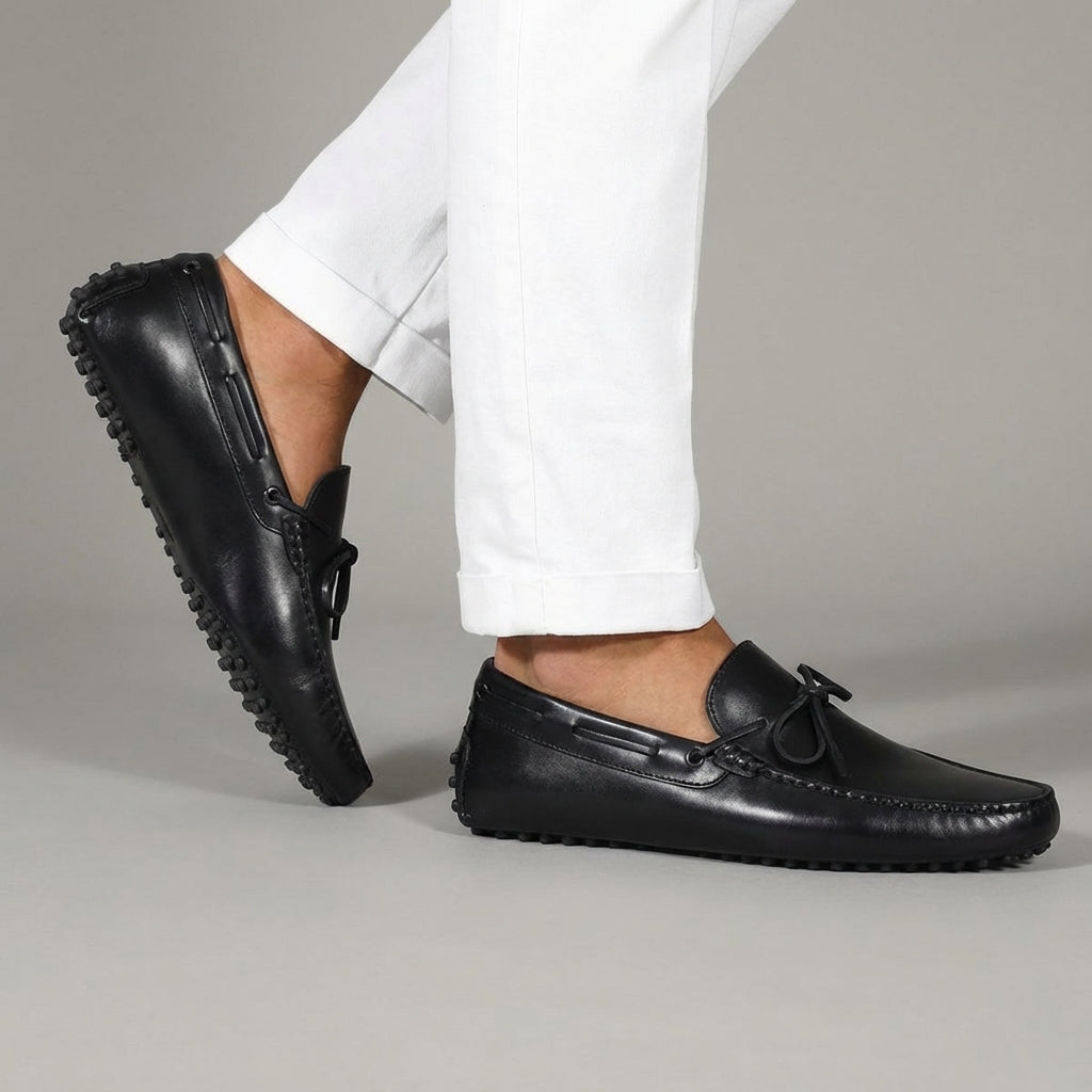 Black Leather Ophelia Driving Loafers - AW24