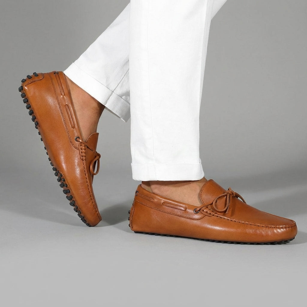 Tan Leather Ophelia Driving Loafers - AW24