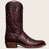 Burgundy Leather Renovaux Slip On Zipper Western Cowboy Boots - AW24