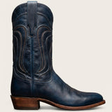 Blue Leather Renovaux Slip On Zipper Western Cowboy Boots - AW24