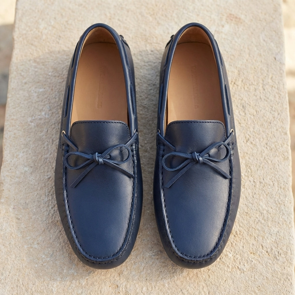 blue Leather Ophelia Driving Loafers - AW24