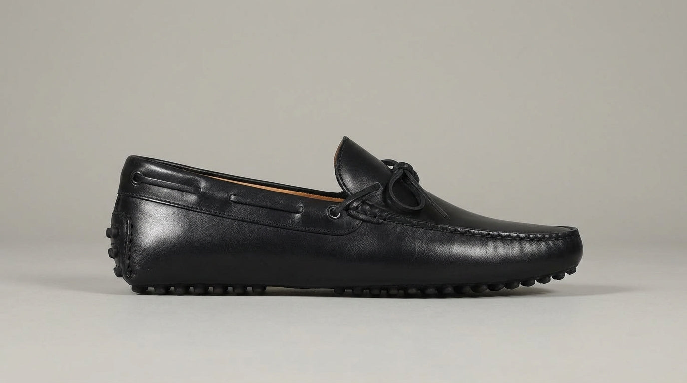 Black Leather Ophelia Driving Loafers - AW24