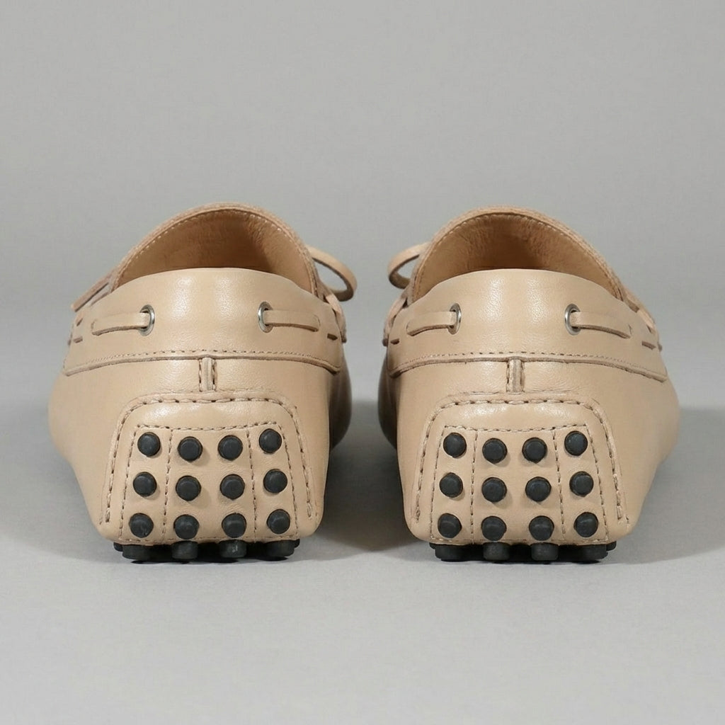 Beige Leather Ophelia Driving Loafers - AW24