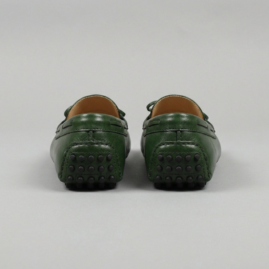 Green Leather Ophelia Driving Loafers - AW24