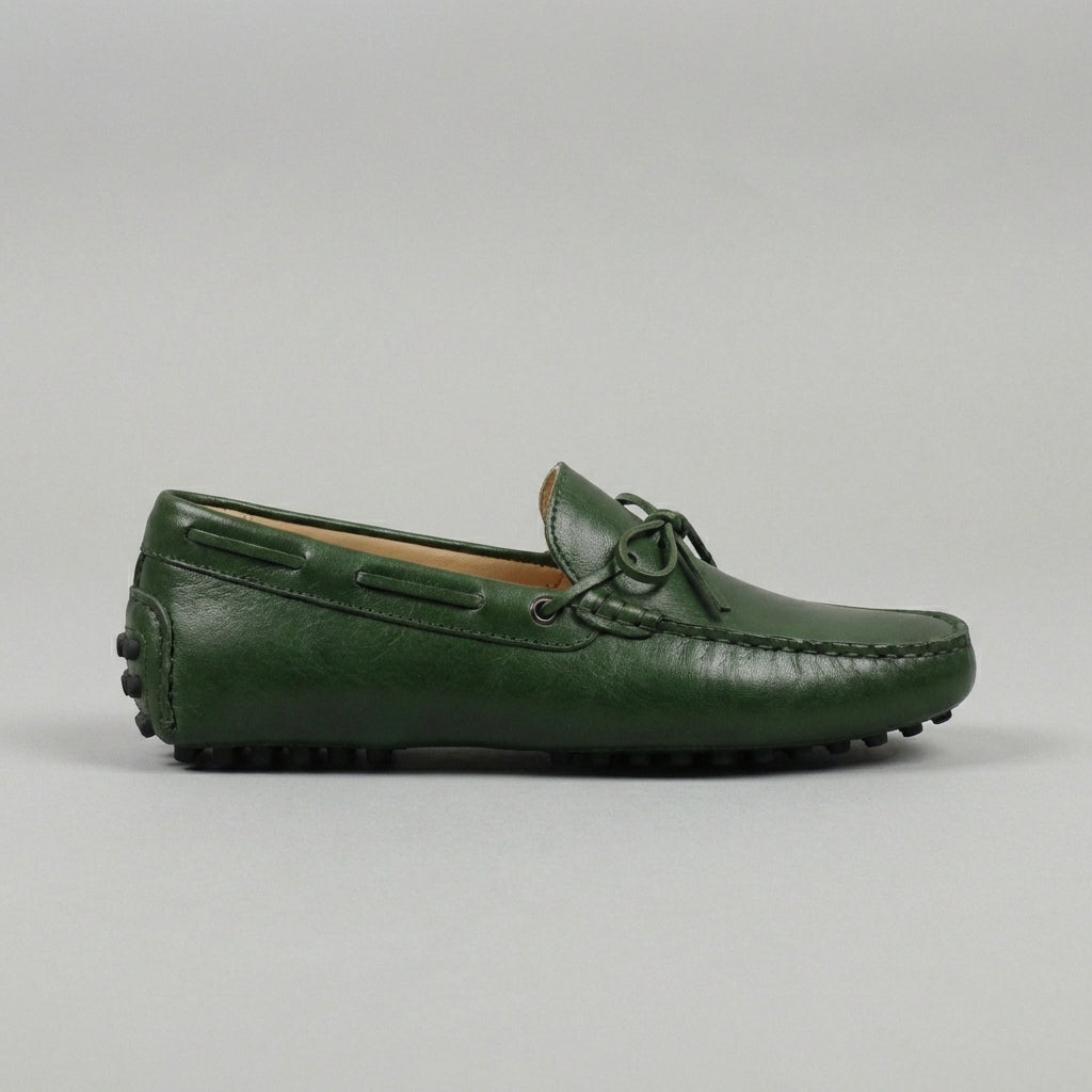 Green Leather Ophelia Driving Loafers - AW24