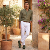 Green Leather Ophelia Driving Loafers - AW24