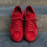 Red Suede Leather Remigio Lace-Up With Red Sole Sneakers