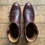 Burgundy Leather Renovaux Slip On Zipper Western Cowboy Boots - AW24