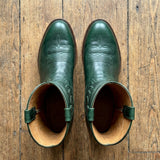 Green Leather Renovaux Slip On Zipper Western Cowboy Boots - AW24