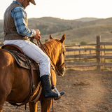Blue Leather Renovaux Slip On Zipper Western Cowboy Boots - AW24