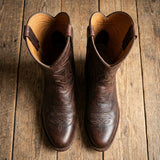 Brown Leather Renovaux Slip On Zipper Western Cowboy Boots - AW24