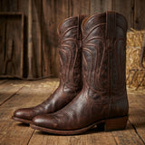 Brown Leather Renovaux Slip On Zipper Western Cowboy Boots - AW24