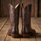 Brown Leather Renovaux Slip On Zipper Western Cowboy Boots - AW24