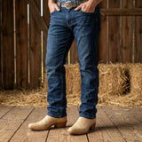 Beige Leather Renovaux Slip On Zipper Western Cowboy Boots - AW24