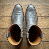 Grey Leather Renovaux Slip On Zipper Western Cowboy Boots - AW24