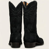 Black Suede Leather Renovaux Slip On Zipper Western Cowboy Boots - AW24