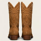 Tan Suede Leather Renovaux Slip On Zipper Western Cowboy Boots - AW24