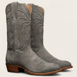 Grey Suede Leather Renovaux Slip On Zipper Western Cowboy Boots - AW24