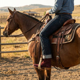 Burgundy Suede Leather Renovaux Slip On Zipper Western Cowboy Boots - AW24