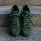 Green Suede Leather Remigio Lace-Up With Red Sole Sneakers