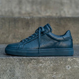 Blue Leather Remigio Lace-Up With Red Sole Sneakers