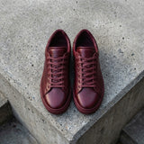 Burgundy Leather Remigio Lace-Up With Red Sole Sneakers