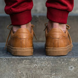 Tan Leather Remigio Lace-Up With Red Sole Sneakers