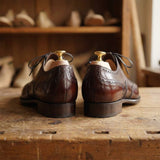 BURGUNDY BROWN LEATHER MODENA BROGUE WINGTIP OXFORD SHOE - ITALIAN AW26