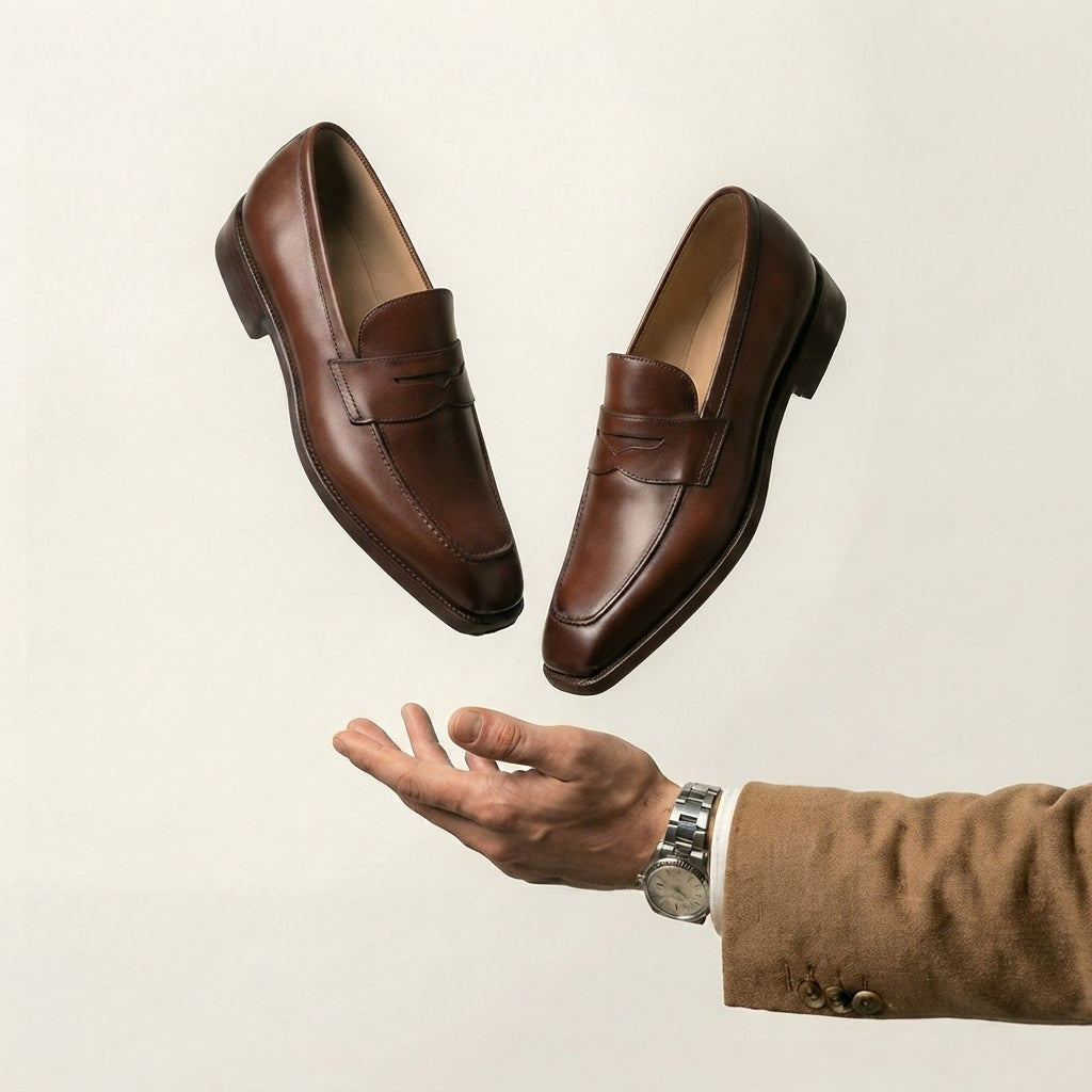 Brown Leather Lucente Penny Loafer Shoes