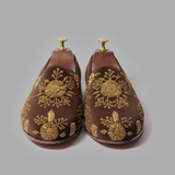 Brown Velvet Tana Peshawari Hand Embroidered Zardozi Loafers | | Wedding Shoes for Groom | Shoes for Haldi Mehendi Sangeet