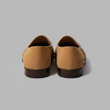 Tan Velvet Tana Peshawari Hand Embroidered Zardozi Loafers | Wedding Shoes for Groom | Shoes for Haldi Mehendi Sangeet