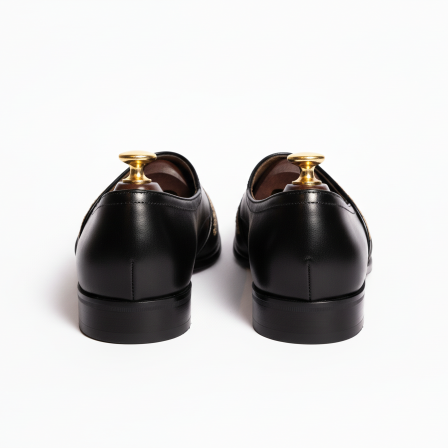 Black Leather Tana Peshawari Hand Embroidered Zardozi Loafers | Wedding Shoes for Groom | Shoes for Haldi Mehendi Sangeet