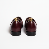 Burgundy Leather Tana Peshawari Hand Embroidered Zardozi Loafers | Wedding Shoes for Groom | Shoes for Haldi Mehendi Sangeet