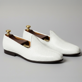 White Braided Leather Tana Peshawari Jutti Loafers | Wedding Shoes for Groom | Shoes for Haldi Mehendi Sangeet