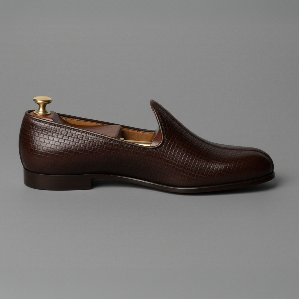 Burgundy Braided Leather Tana Peshawari Jutti Loafers | Wedding Shoes for Groom | Shoes for Haldi Mehendi Sangeet