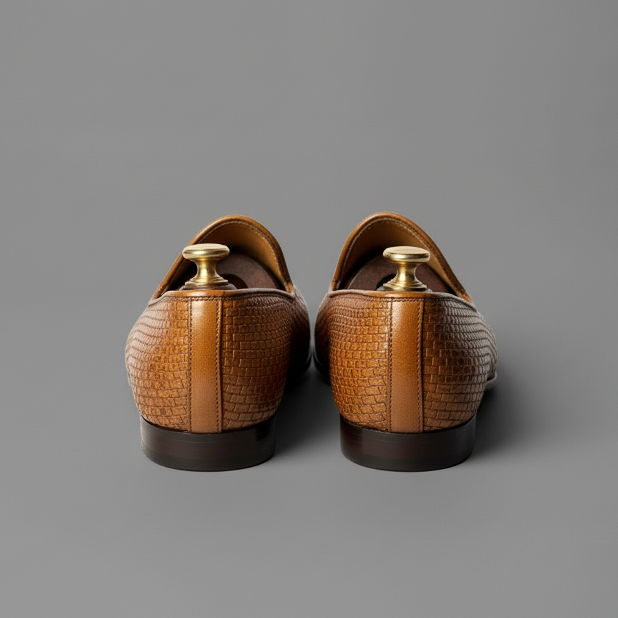 Tan Braided Leather Tana Peshawari Jutti Loafers | Wedding Shoes for Groom | Shoes for Haldi Mehendi Sangeet