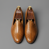 Tan Braided Leather Tana Peshawari Jutti Loafers | Wedding Shoes for Groom | Shoes for Haldi Mehendi Sangeet